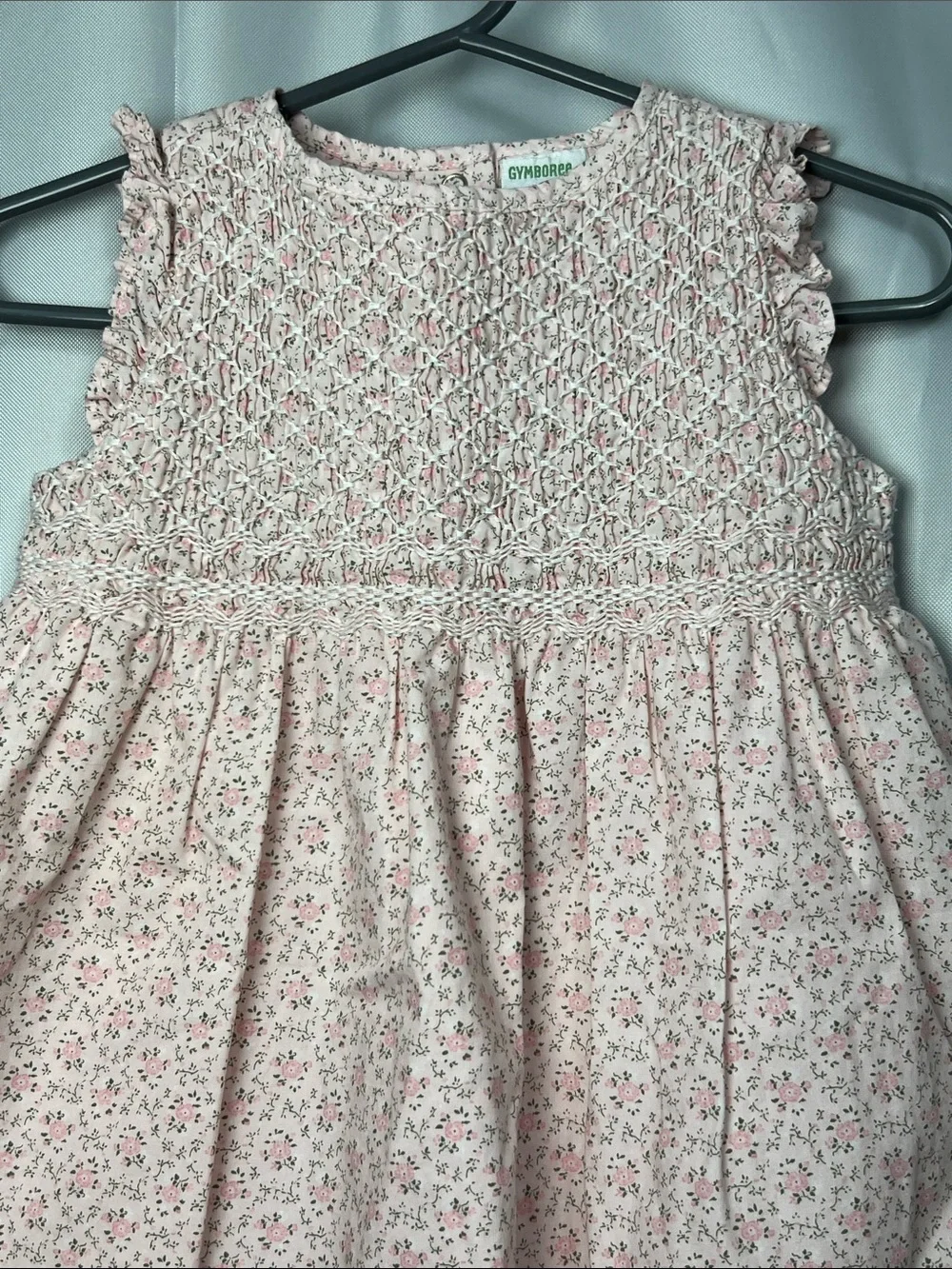 Gymboree pink smocked bodice floral cotton dress 6-12 months